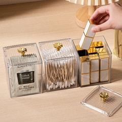 Hộp Trong Suốt Đựng Bông Tẩy Trang,  Bông Ngoáy Tay, Đựng Son Môi, Đồ Trang Điểm Cao Cấp Có Nắp A3241