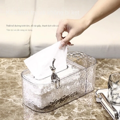 Hộp Đựng Khăn Giấy Ăn Trong Suốt Nhựa Acrylic Họa Tiết Gợn Sóng A1673