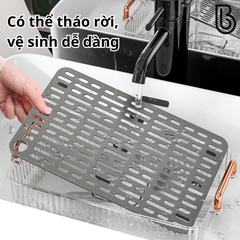 Khay Úp Ly Cốc Trong Suốt Có Tay Cầm 2 Lớp Thoát Nước Nhựa Acrylic K068