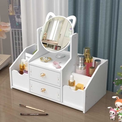 Kệ Đựng Mỹ Phẩm Bàn Trang Điểm Mini Kèm Gương Tai Mèo A1272/ Size Đôi