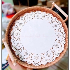 Sét 140 Tờ Giấy Nến 21.5CM Lót Thấm Dầu Ăn Lót Bánh, Giấy Nến Đục Lỗ Thấm Dầu Nỡ Nồi Chiên A4161