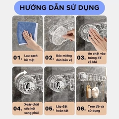 Móc Treo Đồ "Vặn" Hút Chân Không 5 Móc Trong Suốt nhựa PP A1643