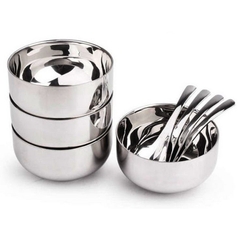 Bát Inox 2 Lớp Cách Nhiệt Chống Nóng, Bát ăn Cơm cho Trẻ em không lo rớt vỡ A4041