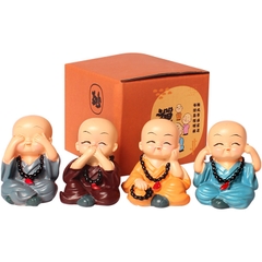 Bộ 4 Chú Tiểu Để Cầu An Trang Trí Bàn Làm Việc Trang Trí Bàn Học Để Taplo Xe Hơi A4811