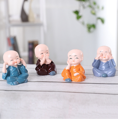 Bộ 4 Chú Tiểu Để Cầu An Trang Trí Bàn Làm Việc Trang Trí Bàn Học Để Taplo Xe Hơi A4811