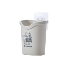 Cốc Dán Tường Cắm Bàn Chải Kem Đánh Răng Nhà Tắm Có Lỗ Thoát Nước Nhựa Việt Nhật (6370) A0923