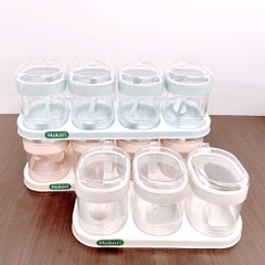 Bộ 4 Lọ Đựng Gia Vị Hokori Cao Cấp Size Lớn, Hũ Đựng Gia Vị Có Thìa Nhựa Trong Suốt Loại Xịn A4561