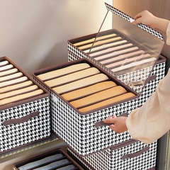 Hộp Đựng Quần Áo 9 Ngăn Sọc Caro Có Nắp Đậy Tiện Lợi  41x25x20CM A2571