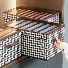 Hộp Đựng Quần Áo 9 Ngăn Sọc Caro Có Nắp Đậy Tiện Lợi  41x25x20CM A2571