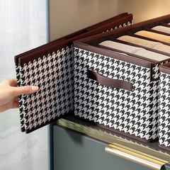 Hộp Đựng Quần Áo 9 Ngăn Sọc Caro Có Nắp Đậy Tiện Lợi  41x25x20CM A2571