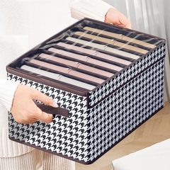 Hộp Đựng Quần Áo 9 Ngăn Sọc Caro Có Nắp Đậy Tiện Lợi  41x25x20CM A2571