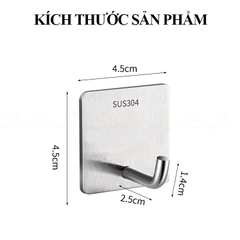 Móc Treo Inox 304 Dán Tường Siêu Dính Chịu Lực Treo Đồ A2131