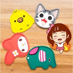 Miếng Lót Ly Hình Thú Silicon nhiều họa tiết hoạt hình dễ thương A3634