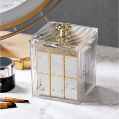 Hộp Trong Suốt Đựng Bông Tẩy Trang,  Bông Ngoáy Tay, Đựng Son Môi, Đồ Trang Điểm Cao Cấp Có Nắp A3241