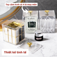 Hộp Trong Suốt Đựng Bông Tẩy Trang,  Bông Ngoáy Tay, Đựng Son Môi, Đồ Trang Điểm Cao Cấp Có Nắp A3241