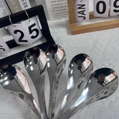 Hộp 5 Thìa Canh Soup Inox, Bộ 5 Muỗng ăn cơm đầu tròn sang trọng A3961