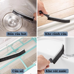 Bàn Chải Vệ Sinh Khe Hở Góc Chết Nhà Tắm Nhà Bếp, Cọ Vệ Sinh Khe Cửa Góc Rãnh A2541 - Cán Kim Loại
