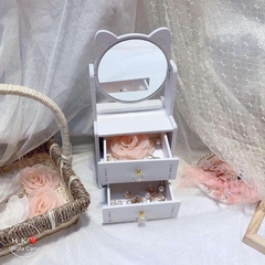 Kệ Đựng Mỹ Phẩm Bàn Trang Điểm Mini Kèm Gương Tai Mèo A1271