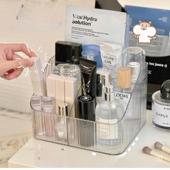 Khay Đựng Mỹ Phẩm 4 Ngăn Đựng Đồ Trang Điểm Để Bàn Trong Suốt Nhựa Mica Giỏ Trong Suốt Chia Ngăn Đựng Đồ Skincare A0542