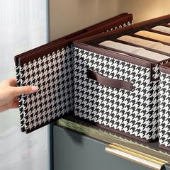 Hộp Đựng Quần Áo 9 Ngăn Sọc Caro Có Nắp Đậy Tiện Lợi  41x25x20CM A2571
