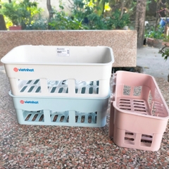 Kệ Chữ Nhật Dán Tường Việt Nhật Đựng Gia Vị Dầu Gội Sữa Tắm (5699) A0732