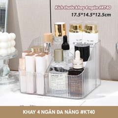Khay Đựng Mỹ Phẩm 4 Ngăn Đựng Đồ Trang Điểm Để Bàn Trong Suốt Nhựa Mica Giỏ Trong Suốt Chia Ngăn Đựng Đồ Skincare A0542