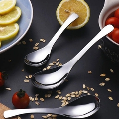 Hộp 5 Thìa Canh Soup Inox, Bộ 5 Muỗng ăn cơm đầu tròn sang trọng A3961
