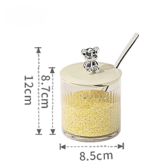 Khay 3 Hũ Đựng Gia Vị Nắp Gấu Kèm Thìa Trong Suốt ,Lọ Gia Vị Bằng Nhựa Cao Cấp A2361