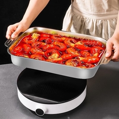 Khay Nướng Cá Om cá, Khay Nấu ăn inox 304 đa năng đựng thịt nướng, Lẩu nướng, khay đựng đồ ăn A2362