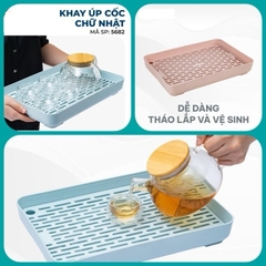 Khay Úp Ly Cốc Hình Chữ Nhật Đựng Bình Trà Nhựa Việt Nhật Cao Cấp (5682) A2161