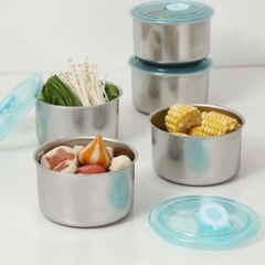 Hộp Inox Đựng Thực Phẩm Dáng Tròn Hộp Đựng Thực Phẩm Có Nắp Đậy Bảo Quản Thực Phẩm A3113