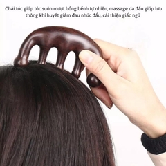 Lược Gỗ Đàn Hương Năm Cánh Massage Da Đầu Chống Tĩnh Điện A4822