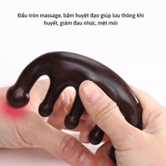 Lược Gỗ Đàn Hương Năm Cánh Massage Da Đầu Chống Tĩnh Điện A4822