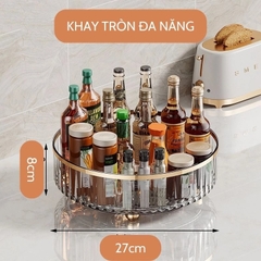 Khay Đựng Đồ Nhựa Mica Trong Suốt Xoay 360 Độ Đa Năng Kệ Đựng Đồ Gia Vị Nhà Bếp, Mỹ Phẩm A4862