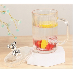 Ly Uống Nước Thủy Tinh Nắp Gấu Kèm Ống Hút Sang Trọng A2841