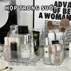 Khay Đựng Mỹ Phẩm 4 Ngăn Đựng Đồ Trang Điểm Để Bàn Trong Suốt Nhựa Mica Giỏ Trong Suốt Chia Ngăn Đựng Đồ Skincare A0542