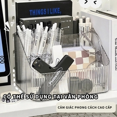 Khay Đựng Mỹ Phẩm 4 Ngăn Đựng Đồ Trang Điểm Để Bàn Trong Suốt Nhựa Mica Giỏ Trong Suốt Chia Ngăn Đựng Đồ Skincare A0542