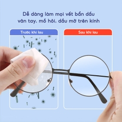 Hộp 100 Khăn Lau Kính Nano Chống Bám hơi nước Lau Kính Mắt, Vệ Sinh Camera Màn hình A2313