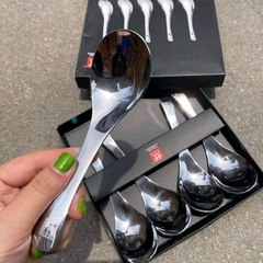 Hộp 5 Thìa Canh Soup Inox, Bộ 5 Muỗng ăn cơm đầu tròn sang trọng A3961