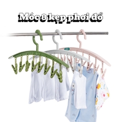 Thanh Móc 8 Kẹp Nhựa Hokori Móc Kẹp Phơi Đồ Chống Gió Thổi Bay Phơi Tất Vớ, Đồ Lót, Quần Áo Trẻ Em A3712