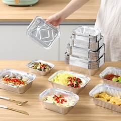 Sét 10 Khuôn Bạc Nướng Hình Chữ Nhật Khay Giấy Bạc Đựng Thực Phẩm Lót Nồi Chiên Tiện Lợi A2243