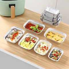 Sét 10 Khuôn Bạc Nướng Hình Chữ Nhật Khay Giấy Bạc Đựng Thực Phẩm Lót Nồi Chiên Tiện Lợi A2243