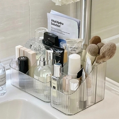 Khay Đựng Mỹ Phẩm 4 Ngăn Đựng Đồ Trang Điểm Để Bàn Trong Suốt Nhựa Mica Giỏ Trong Suốt Chia Ngăn Đựng Đồ Skincare A0542