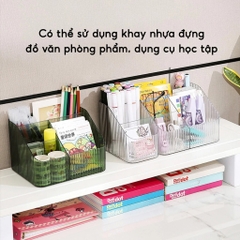 Khay Đựng Mỹ Phẩm 4 Ngăn Đựng Đồ Trang Điểm Để Bàn Trong Suốt Nhựa Mica Giỏ Trong Suốt Chia Ngăn Đựng Đồ Skincare A0542