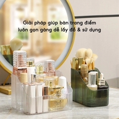 Khay Đựng Mỹ Phẩm 4 Ngăn Đựng Đồ Trang Điểm Để Bàn Trong Suốt Nhựa Mica Giỏ Trong Suốt Chia Ngăn Đựng Đồ Skincare A0542