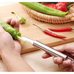 Dụng cụ rút lõi hạt hủ qua hạt ớt bằng thép không gỉ, dụng cụ loại bỏ hạt ớt xanh lõi mướp đắng L0952