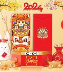 Bịch 10 Bao Lì Xì Tết Chúc Mừng Năm Mới Giáp Thìn 2024 A0331