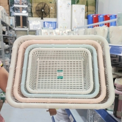 Rổ Nhựa Vuông Đốt Trúc Hokori, Khay nhựa chữ nhật đựng đồ dùng nhà tắm,nhà bếp (3536) A5151