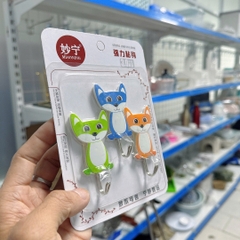 Vỉ 3 Móc Dán Tường Hình Thú Chịu Lực Treo Đồ A1642
