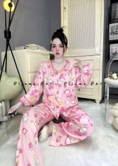 Đồ bộ tay dài cổ tròn lụa latin